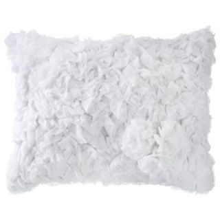 Simply Shabby Chic Ruffle Rosette Decorative Pillow   White