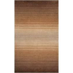 Hand crafted Brown/beige Ombre Indus Valley Wool Rug (5 X 8)