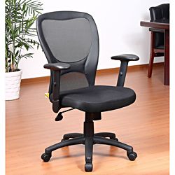 Contemporary Aragon Mesh Task Chair (BlackSeat size 19.5 inches wide x 18.5 inches deepArm height 26.5 33 inches highSeat height 18 21.5 inches highAdjustable tilt tension controlPneumatic gas lift seat height adjustmentHooded double wheel casters and 