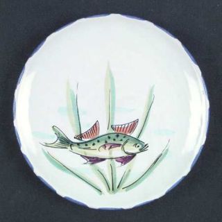 Vietri (Italy) Al Mare Salad Plate, Fine China Dinnerware   Fish & Octopus Cente