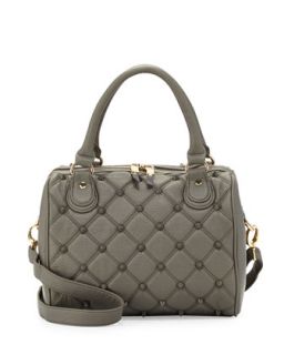 Empress Stud Quilted Faux Leather Duffle Bag, Dove