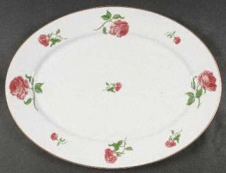 Ralph Lauren Daphne 16 Oval Serving Platter, Fine China Dinnerware   Red Roses,