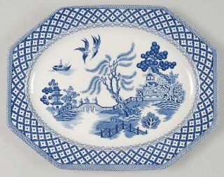 J & G Meakin Willow Blue 12 Oval Serving Platter, Fine China Dinnerware   Liber