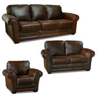 Whiskey 3 piece Living Room Leather Sofa Set