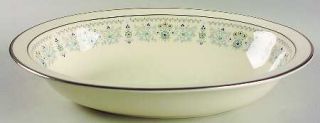 Minton Beaumaris 10 Oval Vegetable Bowl, Fine China Dinnerware   Blue Flowers &