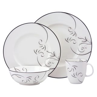Lenox Voila 4 piece Place Setting (Black and whitePattern Floral )