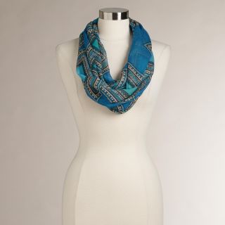 Blue and Turquoise Graphic Infinity Scarf   World Market