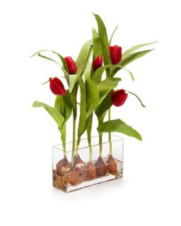 Tulip Water Garden Faux Floral Arrangement, Red