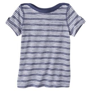 Cherokee Infant Toddler Girls Short Sleeve Striped Tee   Nightfall Blue 4T