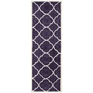 Safavieh Handmade Moroccan Chatham Purple/ Ivory Wool Rug (23 X 9)