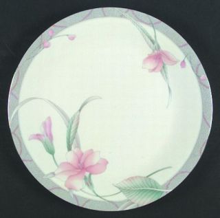 Mikasa Mirabelle Dinner Plate, Fine China Dinnerware   Peach & Pink Flowers,Gray