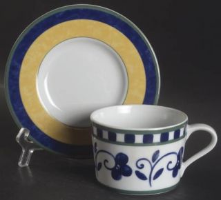 Mikasa Firenze (Porcelain) Flat Cup & Saucer Set, Fine China Dinnerware   Fine C