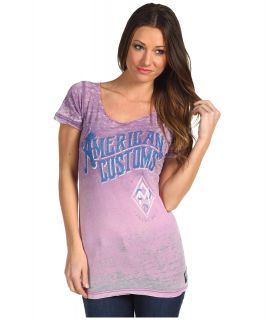 Affliction Manhattan Scoop Neck Tee Womens Short Sleeve Pullover (Purple)
