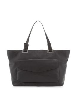 Abbey East West Leather Tote Bag, Black