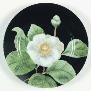 Fitz & Floyd Moon Flower Salad Plate, Fine China Dinnerware   Black Background,