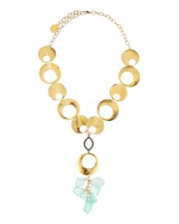 Chalcedony Golden Disc Necklace