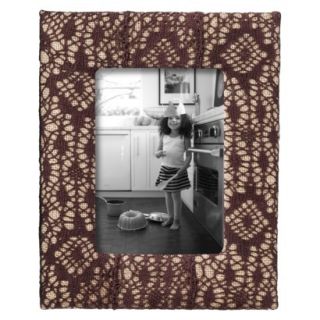 Nate Berkus Burlap Frame with Ox Blood Lace Overlay   5x7