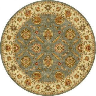 Hand tufted Traditional Oriental Pattern Green Rug (10 Round)