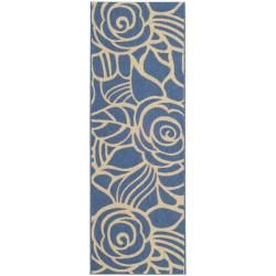 Blue/ Beige Indoor Outdoor Rug (27x 82)