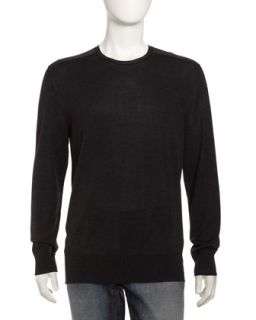 Two Color Crewneck Sweater, Blackened Pewter
