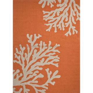 Hand hooked Indoor/ Outdoor Abstract Red/ Orange Rug (76 X 96)