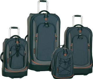 Timberland Claremont Four Piece Luggage Set   Navy/Black/Orange Luggage Sets