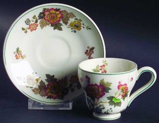 Wedgwood Eastern Flowers Footed Demitasse Cup & Saucer Set, Fine China Dinnerwar