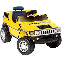 Yellow Hummer H2 Ride on (YellowModel 0571Officially licensedThe 6 volt battery propels one passengers at a maximum speed of up to 2.5 mphAuthentic Hummer features include chrome grill and hub caps, rugged tires, forward tilt hood to access battery compa