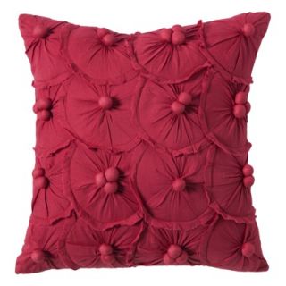 Boho Boutique Tufted Pom Pom Decorative pillow   Red (14x14)