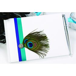 Peacock Guest Book With Pen