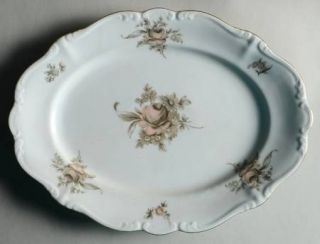 Johann Haviland Sepia Rose 13 Oval Serving Platter, Fine China Dinnerware   Bei