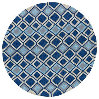 Fiesta Moroccan Round Blue Indoor/ Outdoor Rug (59)