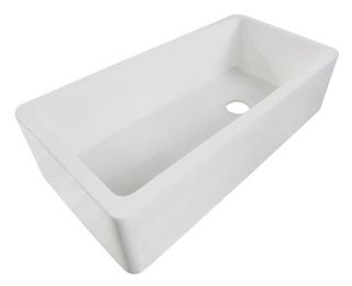 Alfi Brand AB3618B Kitchen Sink, 36 Single Bowl Thick Fireclay Farmhouse w/Smooth Apron Biscuit