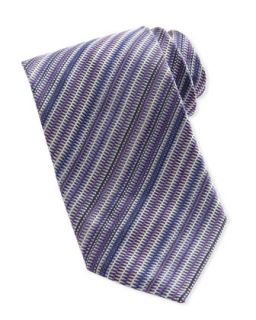 MIni Zigzag Print Silk Tie, Blue/Purple