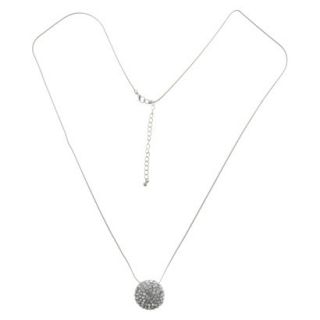 Chain Necklace with Casted Ball Stone Pendant   Silver/Crystal (33)
