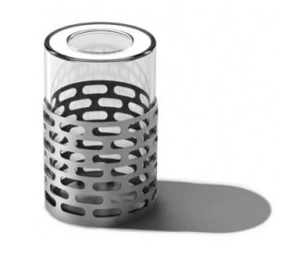 Service Ideas Candle Holder w/ Removable Borosilicate Glass, Stainless Base, Mirror Finish