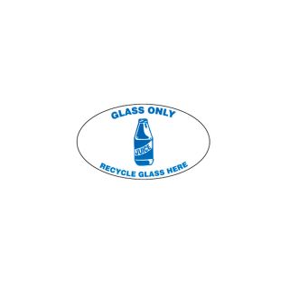 Techstar Bullseye Oval Labels For Recycling Containers   Glass Only   4 1/2x6 1/2