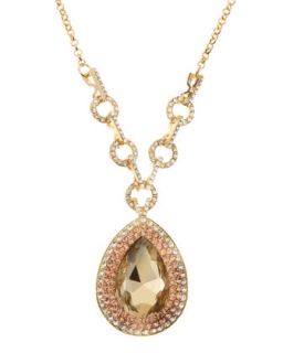 Pear Cut Crystal Pendant Necklace, Gold