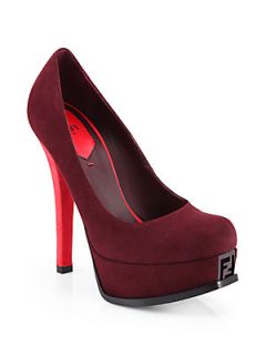 Fendista Bicolor Suede Platform Pumps   Red