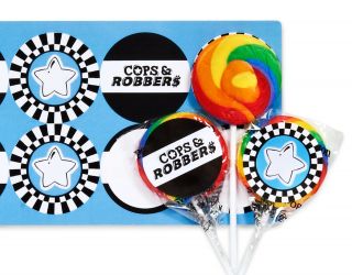 Cops and Robbers Party Small Lollipop Sticker Kit