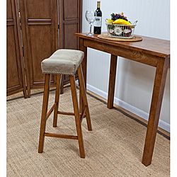 30 inch Walnut Florence Bar Stool With Chamios Upholstered Seat