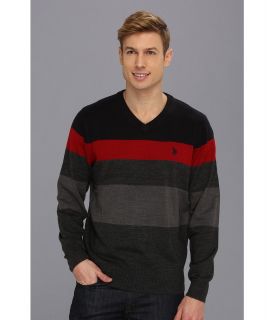 U.S. Polo Assn Stripe Vee Mens Sweater (Navy)