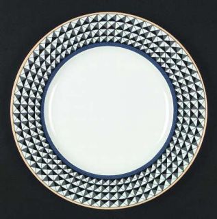 Sasaki China Pascal Dinner Plate, Fine China Dinnerware   Yellow&Blue Band,Black