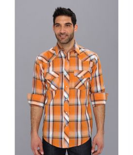 Roper 9089 Orange Plaid Mens Long Sleeve Button Up (Orange)