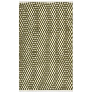 Hand loomed Moroccan Olive Cotton Rug (3 X 5)