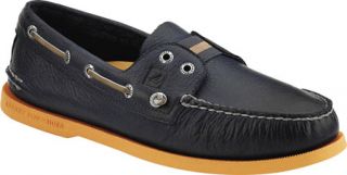 Mens Sperry Top Sider A/O Gore Colored Sole   Navy/Orange Tumbled Leather Saili
