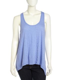 Paneled Slouchy Handkerchief Tank, Neon Periwinkle