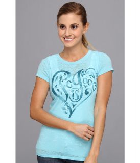Life is good Top Notch Burnout Tee Womens Short Sleeve Pullover (Blue)