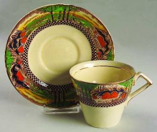 Myott Staffordshire EnglandS Countryside (Scallop,Gold) Flat Cup & Saucer Set,
