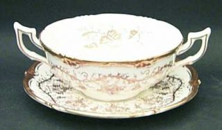 Royal Cauldon KingS Plate White Footed Cream Soup Bowl & Saucer Set, Fine China